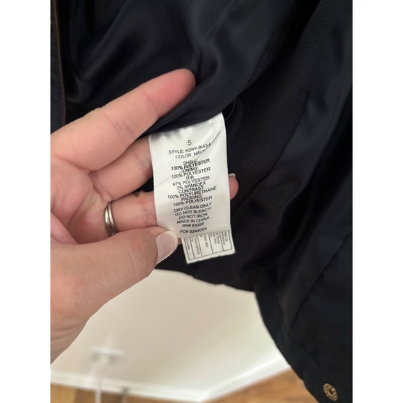 Ci Sono Quilted Puffer Jacket Hooded Gold Button Navy Blue Girl's Size 5 - Picture 3 of 4